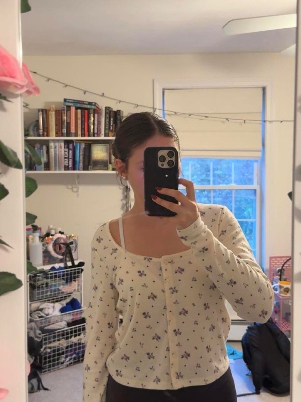 Z Supply Floral Cream Waffle Button Down